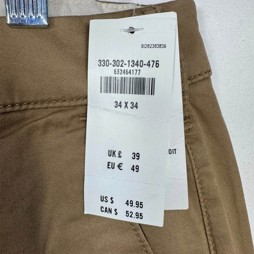 Hollister Mens Slim Straight Chino Pants‎ Epic Flex Khaki Size 34x34